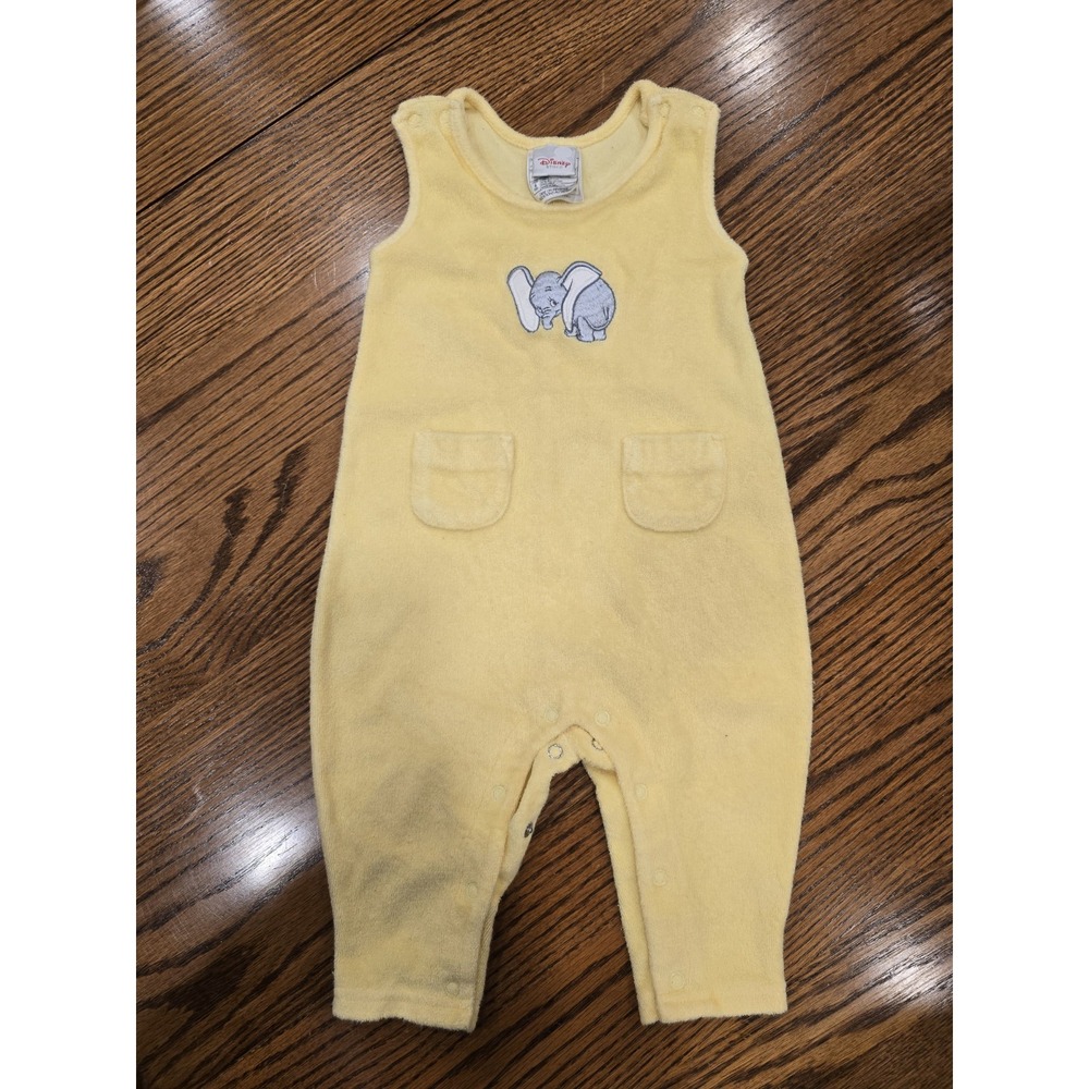 Rare HTF Dumbo Vintage The Disney Store Overall Romper One Piece 6M Embroidered